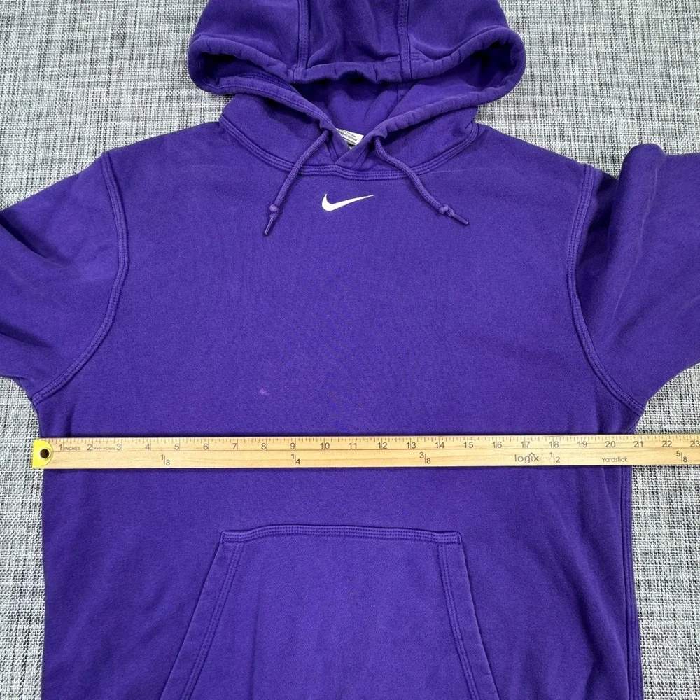 Nike Men's Small Purple Center Swoosh Fleece Pullover Hoodie Embroidered Logo
